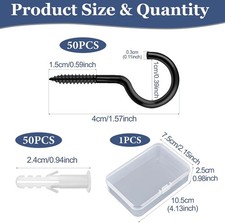 50 Stück Schraubhaken Schwarz