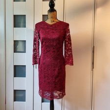 Oui Spitzenkleid 38 Weinrot 35% Baumwolle 