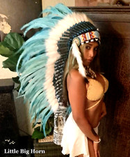 Indianer Kopfschmuck Feder Kriegshaube echte Feder kleines großes Horn Coiffe Indienne