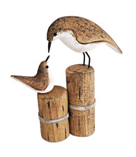 Deko Holz Vogel mit Kind auf