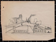 Architektur Entwurf Großstadt Berlin Unikat Bleistift Zeichnung o.J.