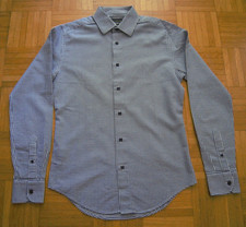 Herren Hemd Lang-Arm ZARA MAN Größe S Weiß/ Blau 100 % Baumwolle