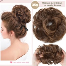 100% Wie Echthaar Dutt Haargummi Lockig Extensions Haarteil Messy Bun Haarknoten