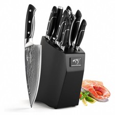 9er Damastmesser (1 Messer fehlt) küchenmesser Messerblock Set mit