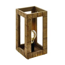 Tischlampe Nachttischlampe Stahl, Holz in schwarz, braun E27 Fassung