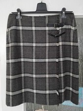 ZAFFIRI edler sportlicher Woll-Rock m.Schlitz vorne, grau-braun-kariert, Gr. 40