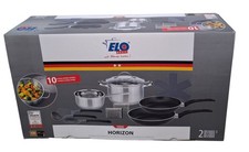 ELO Basic Horizon Topf &Pfannen  Set 10 teilig Silber-Schwarz, alle Herdarten