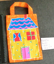BAG-10 )BW 1x Stoff tasche UNIKAT  Kinder RAR Muster Motiv Haus