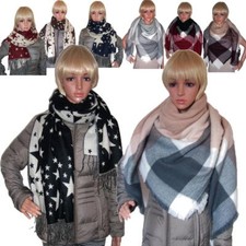 TV24 XXL Schal Tuch Stola Blogger Winterschal Tartan Poncho Plaid Sterne Kariert