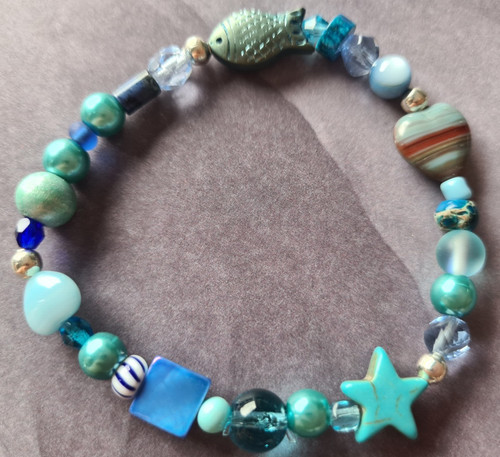 Glasperlen armband blau - glasperlen,
