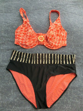 GLUMANN Bügel-Bikini F-Cup Gr. 40 rot weiß Hüftslip Gina Benotti blau Gr. 44 46