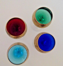 Weingläser farbig 4er Set mit Blumenmuster im Goldrand