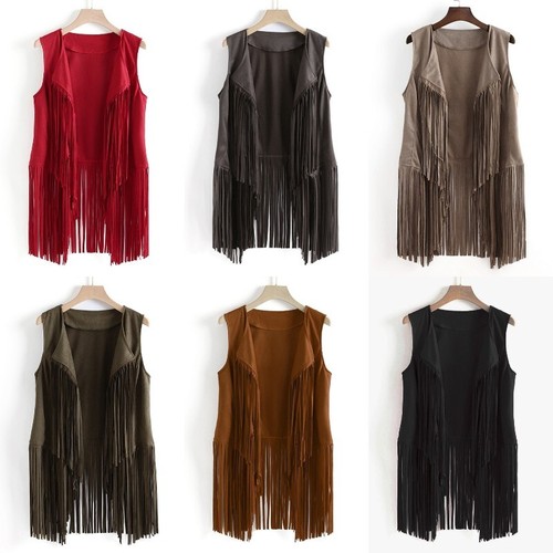 Damen quasten fransen gilet - quasten,