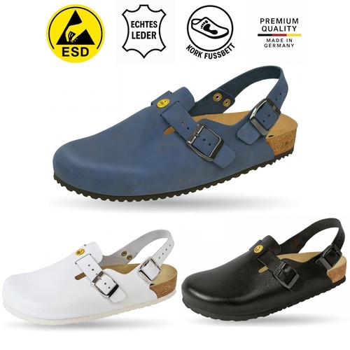 Esd clogs fersenriemen leder - esd,