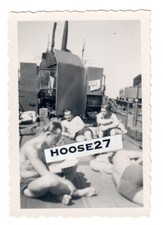 Foto KM Schiff LAT "Wolf" Flakstand Schutzschild Sonnenbaden 2.WK 9x6cm orig.