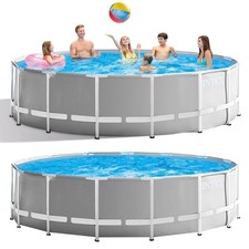 INTEX Frame Pool Ø 4,57 x 1,22 Schwimmbecken Stahlrohrbecken Grau