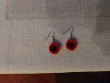 Ohrringe, Mohnblüte,   Handarbeit, Neu