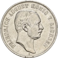Künker: Sachsen, Friedrich August III., 5 Mark 1907 E, Silber