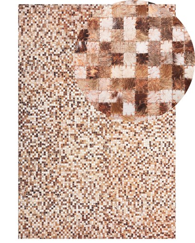 Teppich leder braun - leder, braun/beige