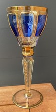 Moser Bohemian Kobaltblau Blau Vergoldetes Paneel Antikes Weinglas Kristall 1880