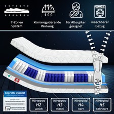 Matratze Taschenfederkern Köln 7-Zonen 80x200cm, 90x2 - 200x200cm Bett Matratzen