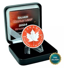 2024 1OZ Silber Silver Maple Leaf Space Red Canada Kanada NUR 250ST #1