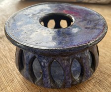 Kunstkeramik stövchen teelicht Elly +Walter Serocka, Xanten Pottery Serocka bLAu