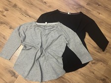 QS by s.Oliver 2 Zwei Damen Oberteile Blusen Shirts Grau Schwarz Gr. L