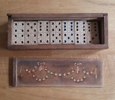 Domino Spiel aus Holz alt im Kästchen Garmisch