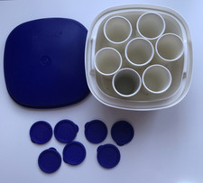 Tupperware Siebservierer  weiß / blau Sieb Servierer mit 7 Bechern