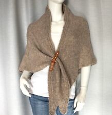Poncho Dreiecks Tuch Schal Plaid Stola Wrap Umhang Taupe Schlamm Braun Neu