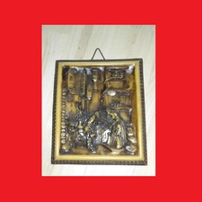 Wachsbilder Volkskunst Blumen Dorfszene 16cm x 24cm Top!