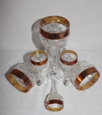 Hofbauer, Römer-Kristallgläser, 24% Pbo, Goldrand,3x 18,8 x 7,7; 3x11,5 x 4,7 cm