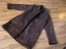 schöner warmer Webpelzmantel Wildleder-Imitat dkl.braun Gr.40 von Canda