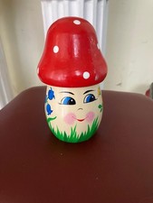 Vintage Holzspardose Pilz