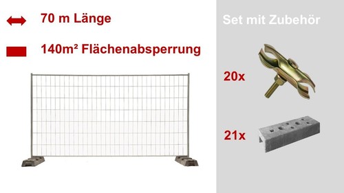 Bauzäune 5x2m 20x zaunfeld - 3,5x2m,
