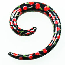 Kunststoff Dehnungsspirale Kirschen Motiv schnecke Expander Ohr Piercing Plug