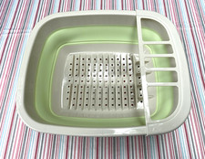 Camping:  faltbarer Spülkorb/Abtropfkorb/ helltaupe und -grün