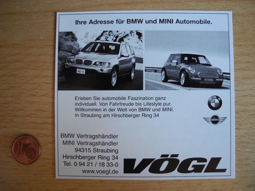 Reklame werbeanzeige bmw mini - reklame,