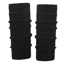 Bein Stulpen mit Bündchen Grobstrick Beinwärmer klassisch schwarz grau braun 