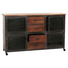 B-Ware Sideboard MCW-N28, Rollen 4 Schubladen, Holz 90x150x40cm, schwarz, braun