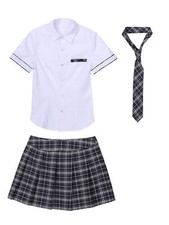 DE Sexy Damen Schulmädchen Uniform Outfit Schul Minirock Kostüme Party Clubewar
