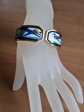 MICHAELA FREY  24K vergoldeter EMAILLE KLAPPARMREIF, wie neu