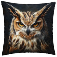 Dekokissen inkl. Füllung Eule 45x45cm, Kissen Uhu, Couchkissen mit Vögeln, Deko