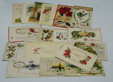 Antik Frühe 1900s Weihnachtsgrüße Postkarten Set Mit 20
