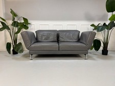 Brühl Moule Designer Sofa Leder Grau Schlaffunktion Couch Funktional Kopfstütze