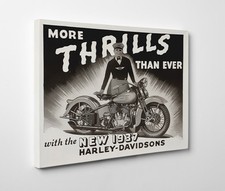 Harley Davidson 1937 Poster – Gerahmter Leinwand Kunstdruck – Giclee Wandkunst