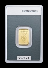 Goldbarren 5g/Gramm 999.9 Gold  „Heraeus“ Zertifiziert