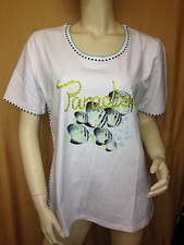 Damen Shirt T-Shirt Oberteil Gr. 42 weiß gelb Fische Paradise Strass von Lea H. 