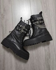 ZARA Damen Stiefel Boots Winterschuhe Mit Nieten Kette Gr. 40